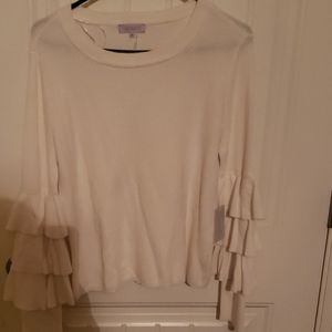 1. State White Ruffle Sweater xl